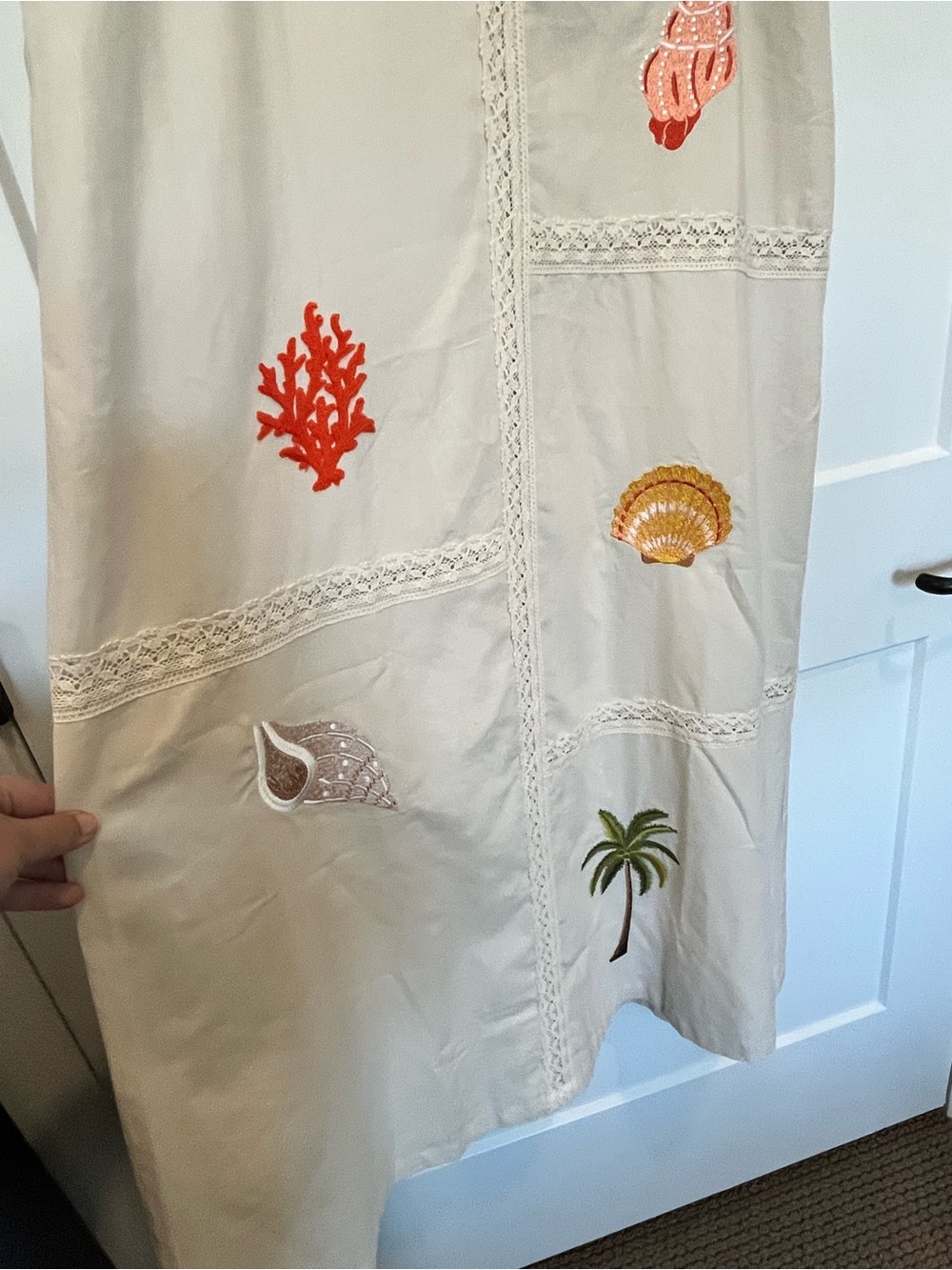 NWT cream color embroidered cotton tropical lace resort beachy summer dress Sz M - Picture 4 of 15